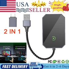 2 in 1 Android Auto Wireless Adapter Wireless CarPlay Adapter Plug Play Radio US