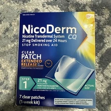 NicoDerm CQ 142050 7-Piece Step 1 Clear Nicotine Patch Exp 03/2027