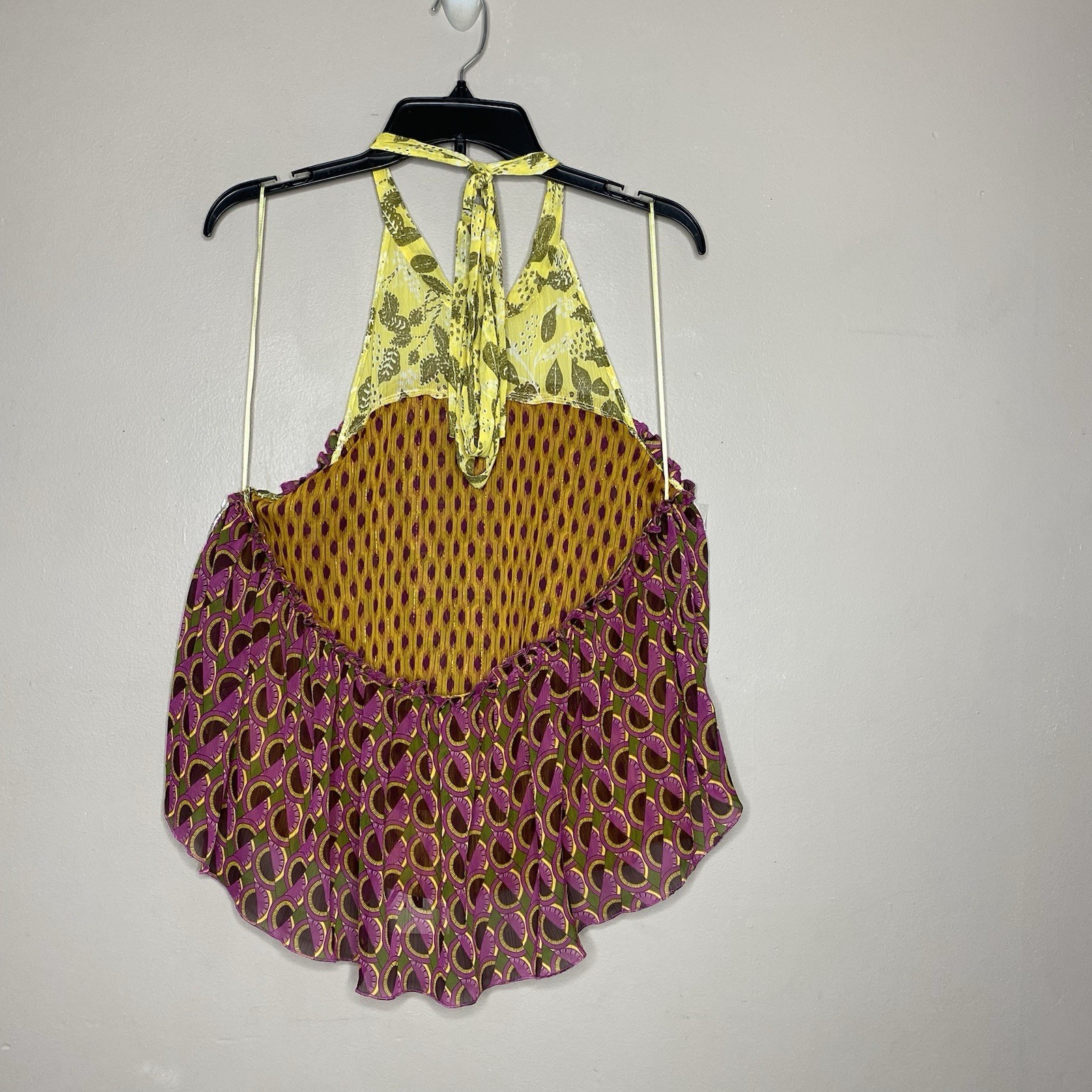 Zara halter peplum boho hippie Festival multicolor Metallic Blouse Women’s Sz S thumbnail 6