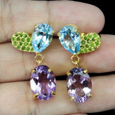 Egemdiamond Ohrringe Aus 925 Sterlingsilber Oval Amethyst 14x10 mm Naturstein
