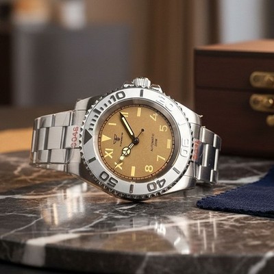 40mm Tandorio Brown California Dial Miyota NH35 PT5000 Automatic Diver Men Watch