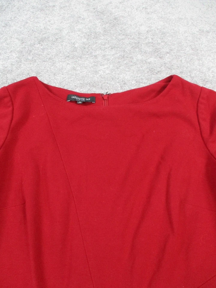Lafayette 148 New York Dress Womens 10 Red Blouson - Image 2 of 4