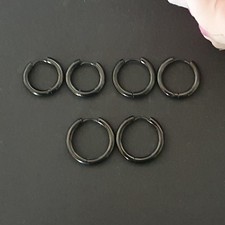 Klapp Creolen Stärke 3 mm Ø 12 mm 14 mm 16mm Edelstahl Einzeln oder Paar schwarz