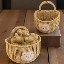 Handmade Vintage Rattan Wall Basket – Eco-Friendly Hanging Storage for Home & Ki