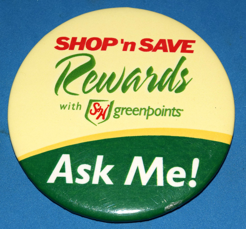 S&H Green Stamps Pinback Badge Button Sperry & Hutchinson Greenpoints
