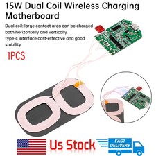 1PC Dual Coil 15W Wireless Charger Transmitter Module Fast Charging Board DIY US