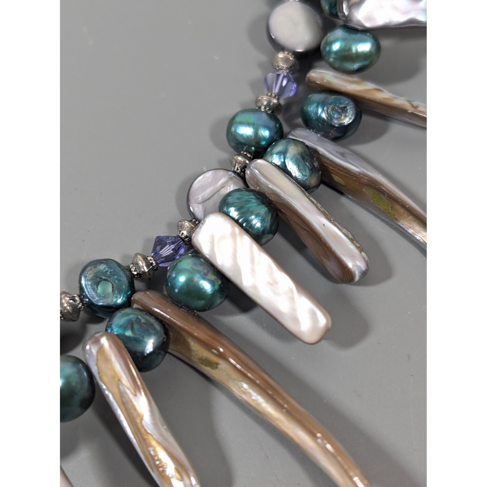 Artisan Abalone Shell Statement Necklace 18 Inch … - image 4