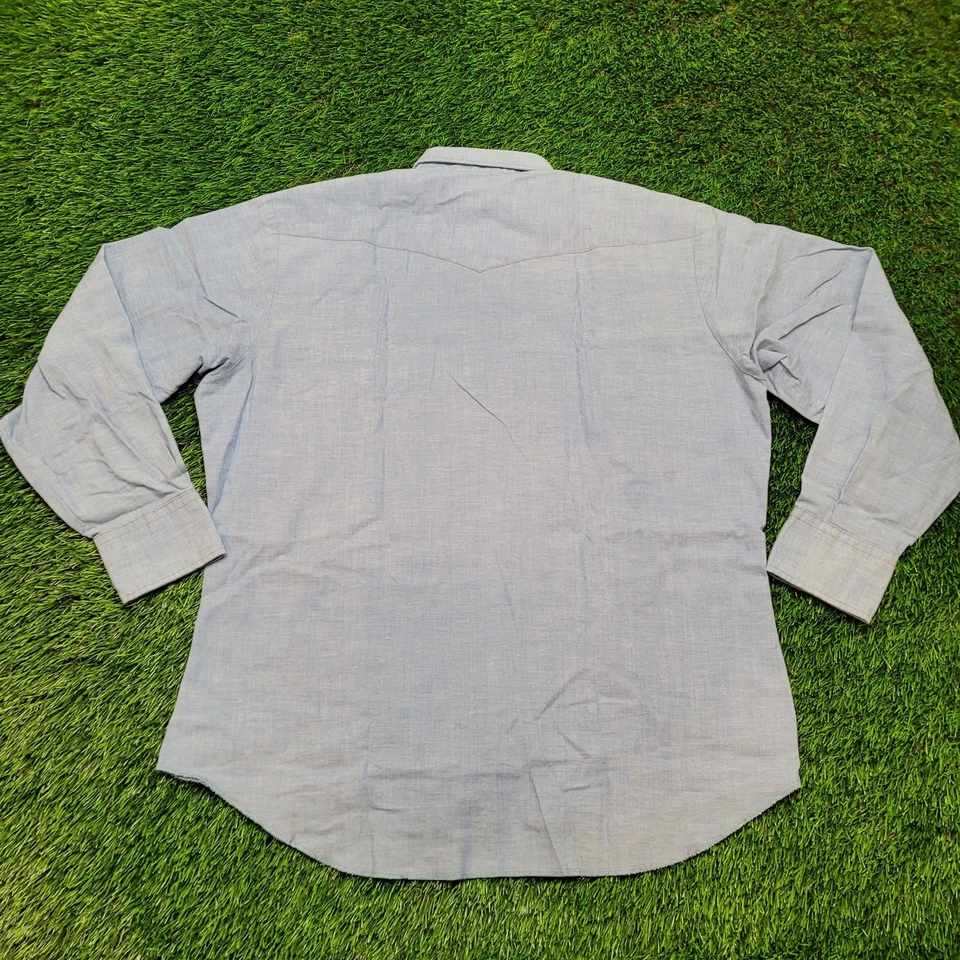 Camisa Western De Colección Años 80 Wrangler Perla A Presión Para Hombres XL 17.5x34/35 EE. UU. Foto 3 de 4