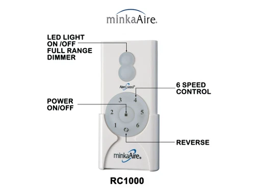 MinkaAire RC1000 Remote Control for Six Speed DC Ceiling Fan - White - Picture 2 of 4