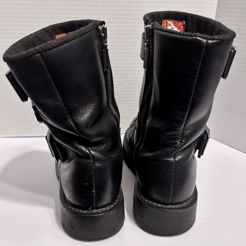 Harley Davidson Leder Motorradstiefel 91724 2-Schnallen Reißverschluss Metall Logo Herren 7,5 - Bild 3 von 11