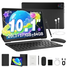 Android 15 Tablet 64GB 10.1 in IPS HD Touchscreen Quad Core Dual Camera Set