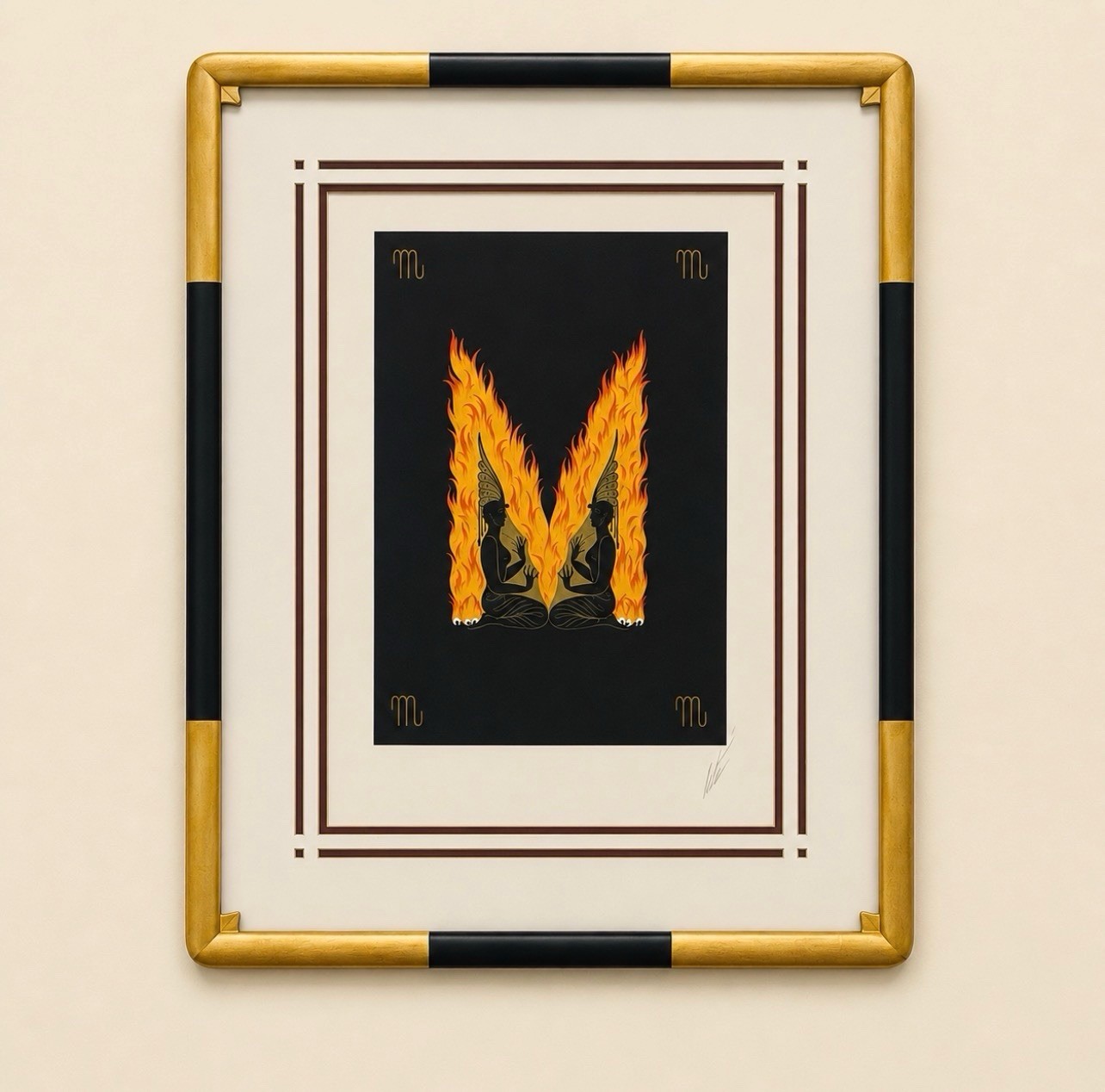 Erte "ALPHABET LETTER "M" from the Alphabet suite 1976 Signed Numbered Framed