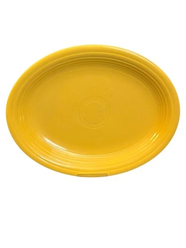 Vintage Fiestaware Yellow Oval Serving Platter 12.5" HLC