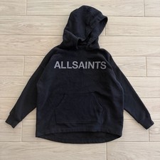 ALLSAINTS  Black  SHADOW ETIENNE OVERSIZED PULLOVER COTTON HOODIE SIZE SMALL
