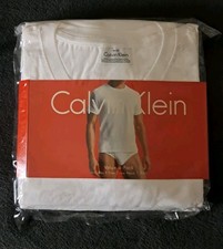 VTG Calvin Klein Undershirt Crewneck T-Shirt White All Cotton Size M 4-Pack