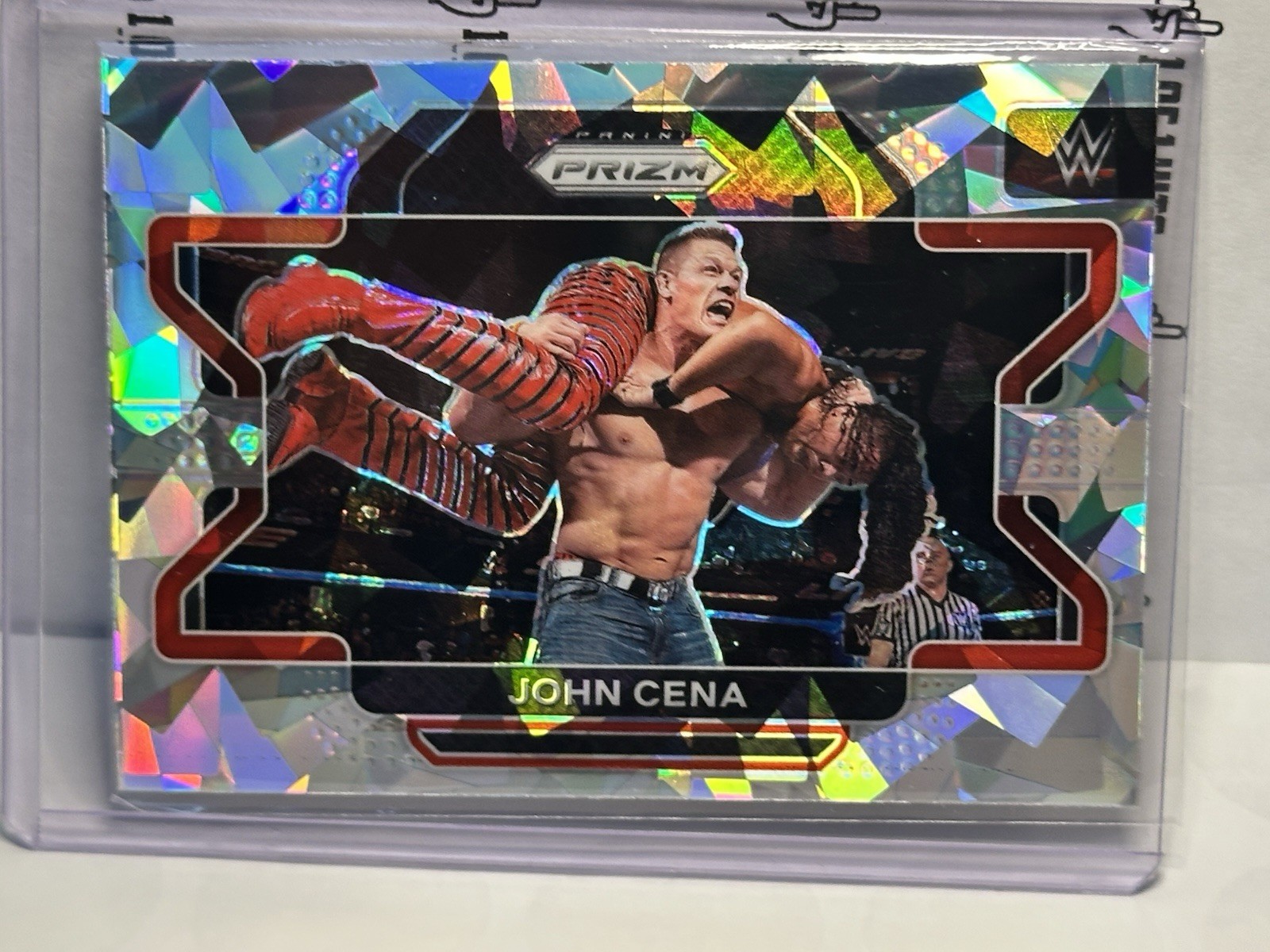 2022 Prizm WWE John Cena Silver Cracked Ice Prizm #45 Mint