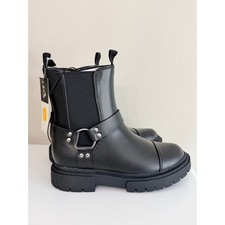 Art Class Crosby Harness Moto Boots Kids Size 1 Black Lug Sole NWT