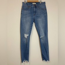 Madewell Womens Jeans Size 27 Blue 9" High Rise Skinny Distressed Denim Bottoms