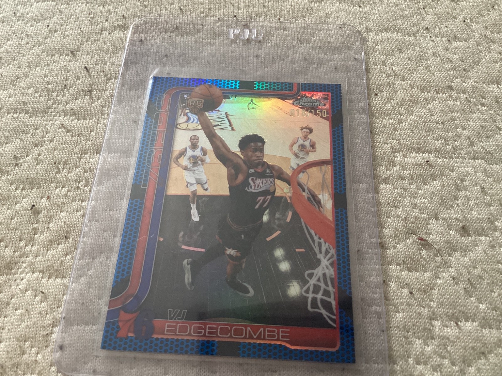 2025 Topps Chrome Update VJ Edgecombe Blue Basketball Refractor RC 018/150