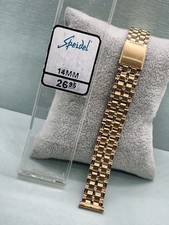 Ladies' Vintage NOS Speidel 14mm Gold-Tone Fancy Link Folding Clasp Watch Band