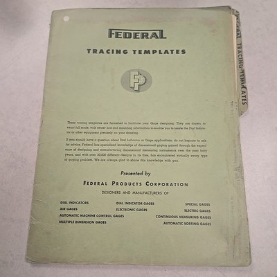 Rare Vintage Federal Products Co Tracing Templates Of Gages Detroit  Chicago