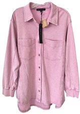 Jane  Delancey Women's Button Down Shirt Top Garment Dye Plus Size 2X Pink