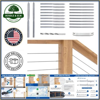 Swage Lag Screws Set for Cable Railing System with Installation Tools Included