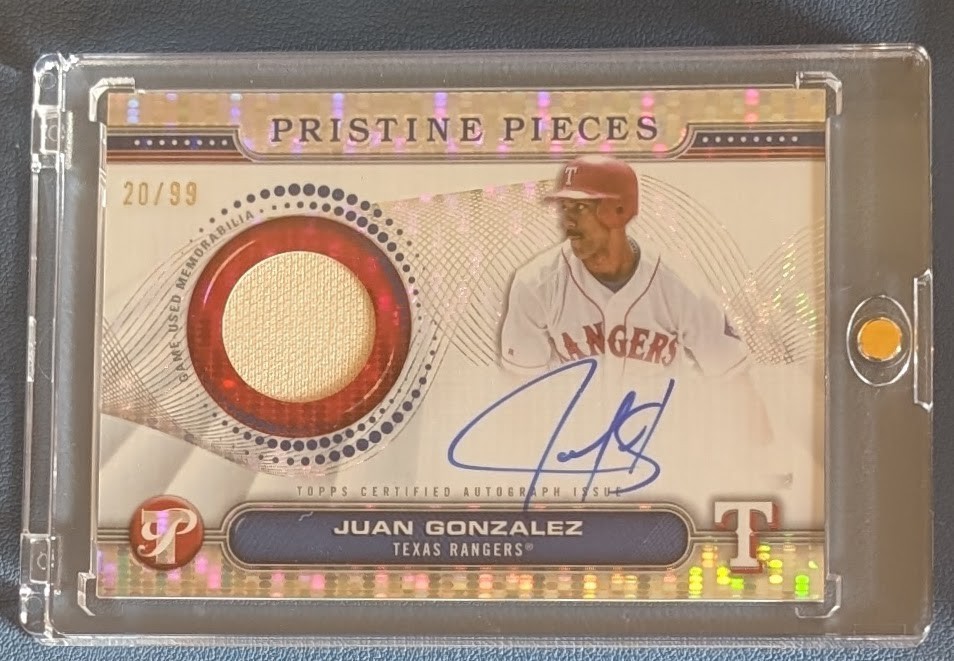 2024 Topps Pristine #PPAR-JG Juan Gonzalez Pristine Pieces Autograph Relic /99
