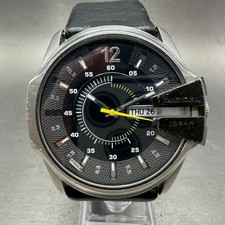 Diesel Master Chief Watch Men 45mm Black Dial Steel Daydate Round DZ-1295 NewBat