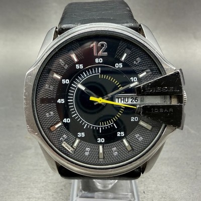 Diesel Master Chief Watch Men 45mm Black Dial Steel Daydate Round DZ-1295 NewBat