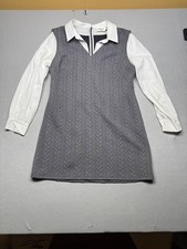 Eliza J Sweater Dress Women Size 14 Gray V-Neck