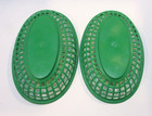 Two 1960s USA Green Plastic 6x9 Oval Hamburger Frys Chip Vintage Serving Baskets — photo 2