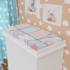 Colorful Floral Baby Changing Pad Cover   Soft Cotton, Nursery  Shower Gift
