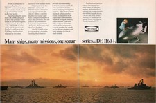 Raytheon 1975 Vintage 2pg Print Ad DE1160+ Sonar Systems Military