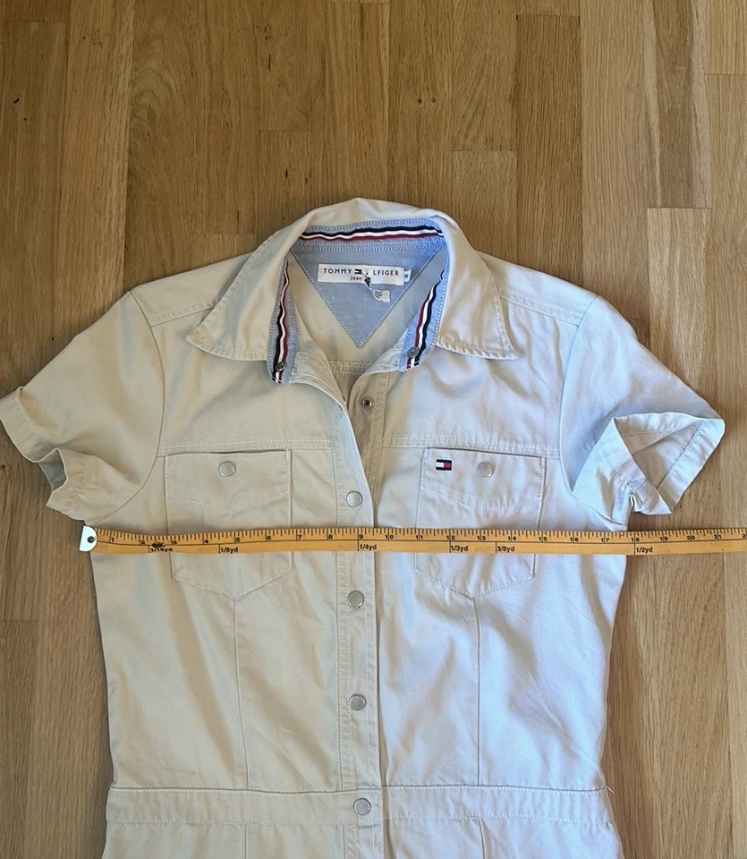 Vestido Tommy Hilfiger caqui con cuello abotonado para mujer talla 6 Foto 4 de 4