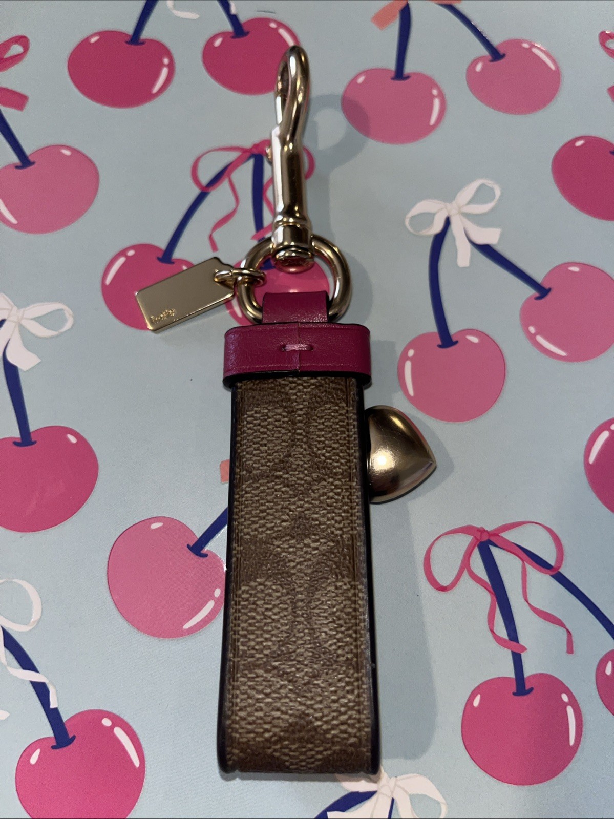 Auth Coach Trigger Snap Keychain Brown Signature … - image 5