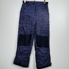 L.L. Bean Cold Buster Snow Pants Youth 10 Padded Knees Blue Purple Stars Stripes