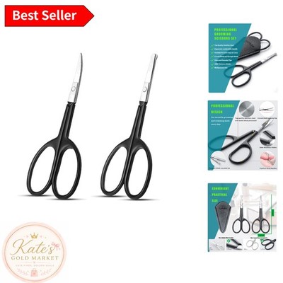 Professional Safety Tip Grooming Scissors for Eyelashes and Facial Hair - 2PCS