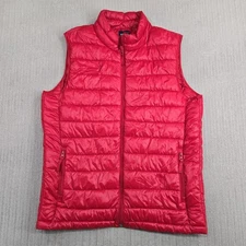 Old Navy Vest Mens Medium Red Narrow Channel Puffer Quilted Lightweight Full Zip