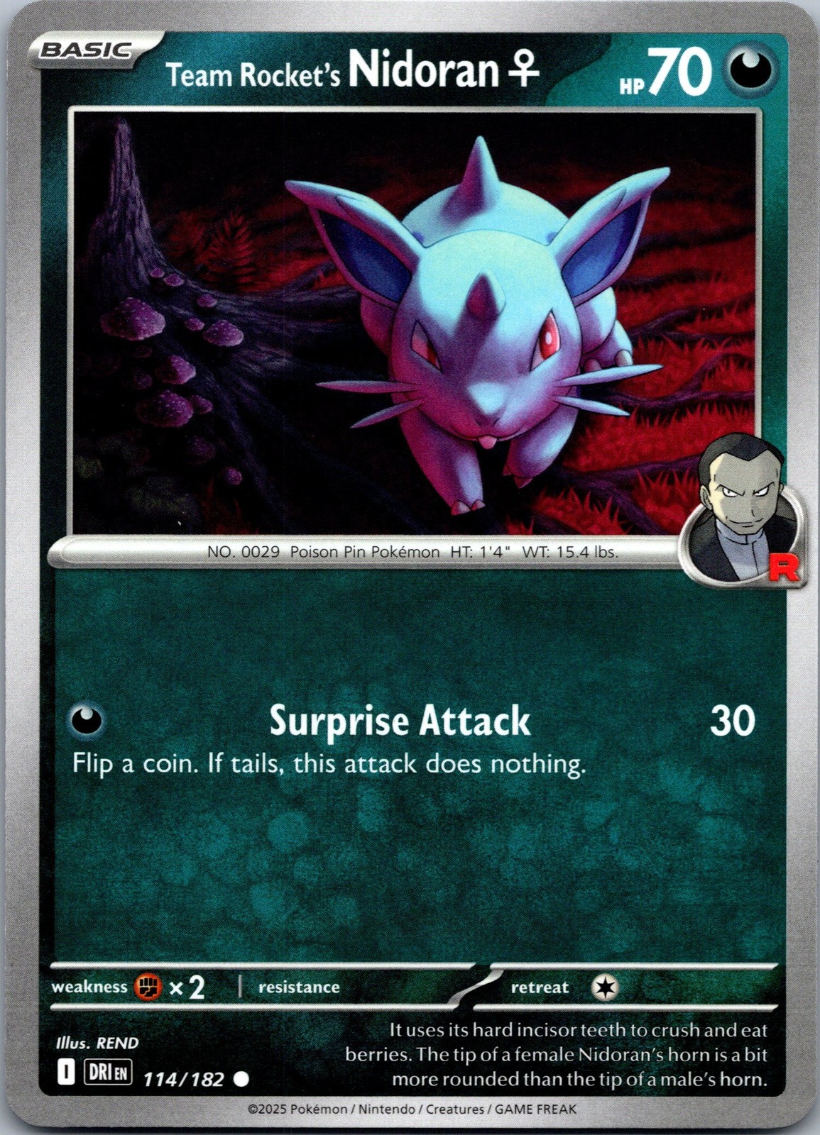 Team Rocket's Nidoran F Normal SV10: Destined Rivals 114/182 NM