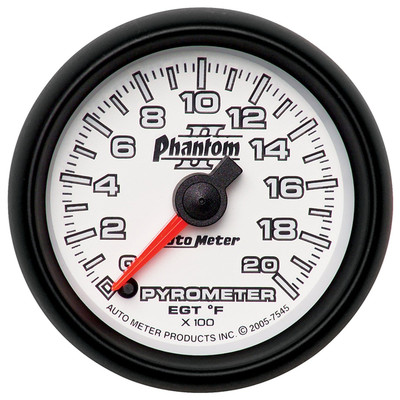 AutoMeter 7545 Phantom II Series 2-1/16'' EGT Pyrometer Gauge, 0-2000 F