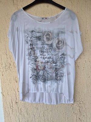 2 italo Shirt weis mit glitzer gr  ca 2 xl