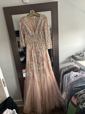 Jovani Blush Silver Sequin Embellished