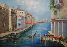 20x24"(41x61cm)hand painted oil flat ,Venice gondola/Black White