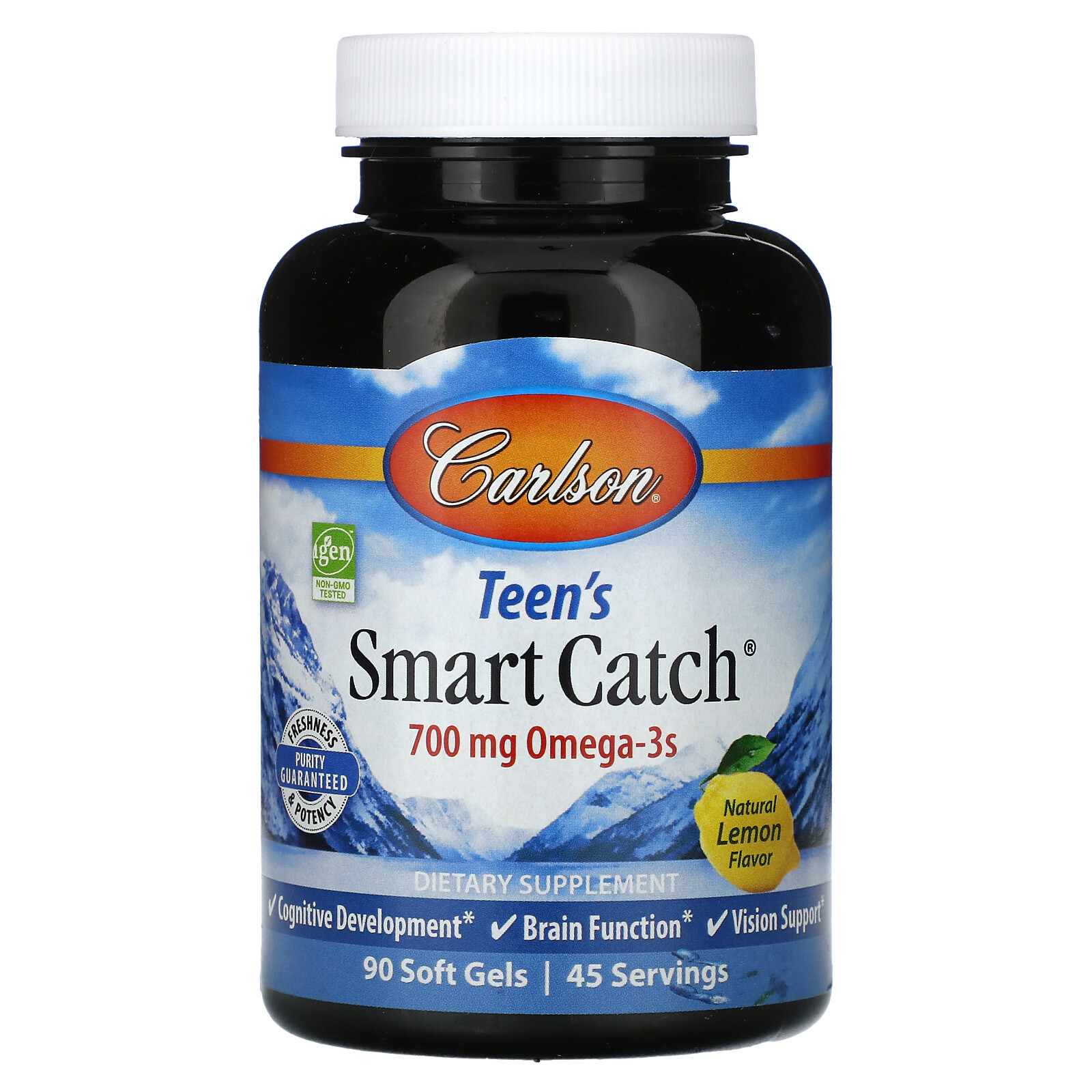 Teens Smart Catch, натуральный лимон, 700 мг, 90 мягких гелей (по 350 мг в каждом мягком геле)