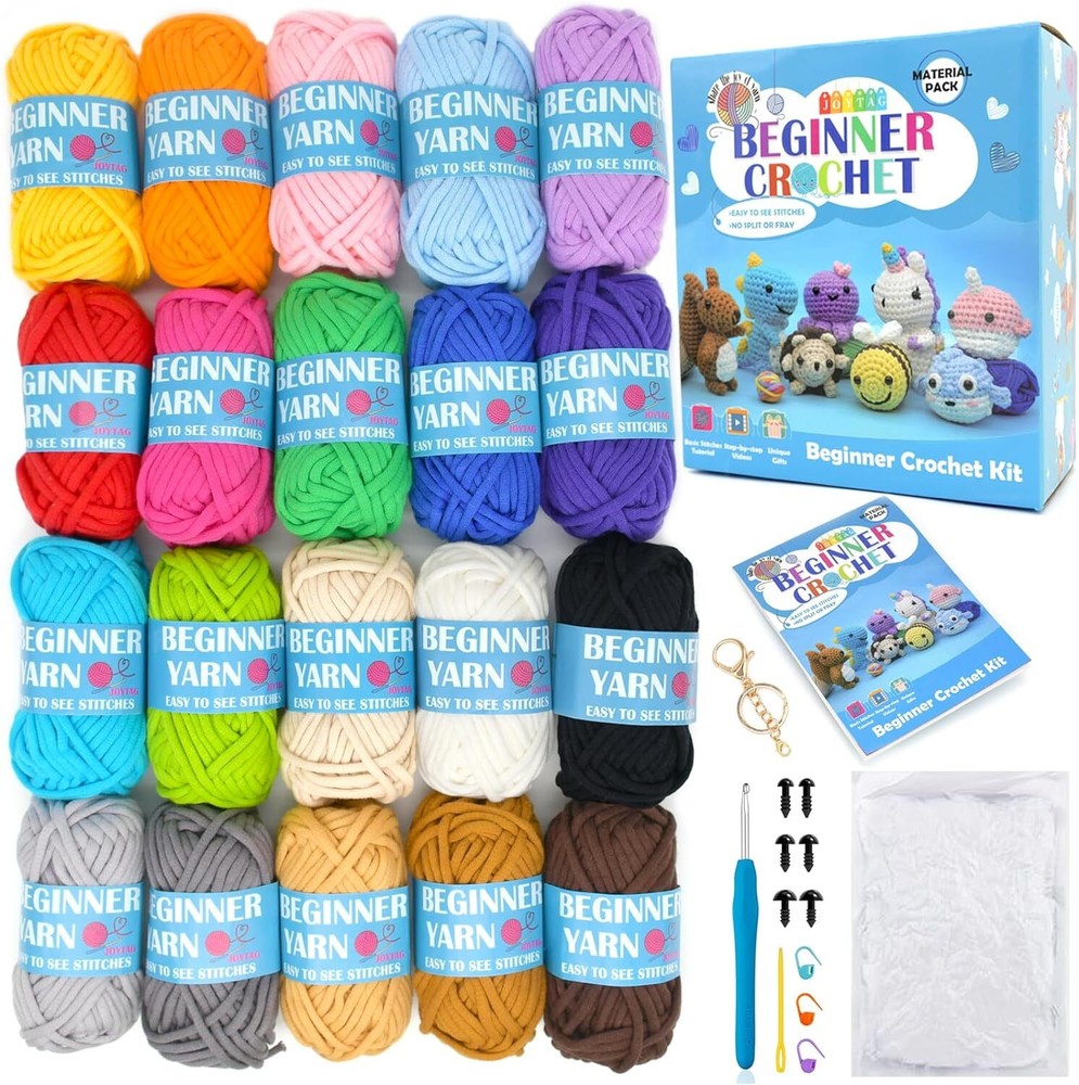 Crochet Kit For Beginners Adults Kids Beginner Crochet Kit with20Colors Beginner