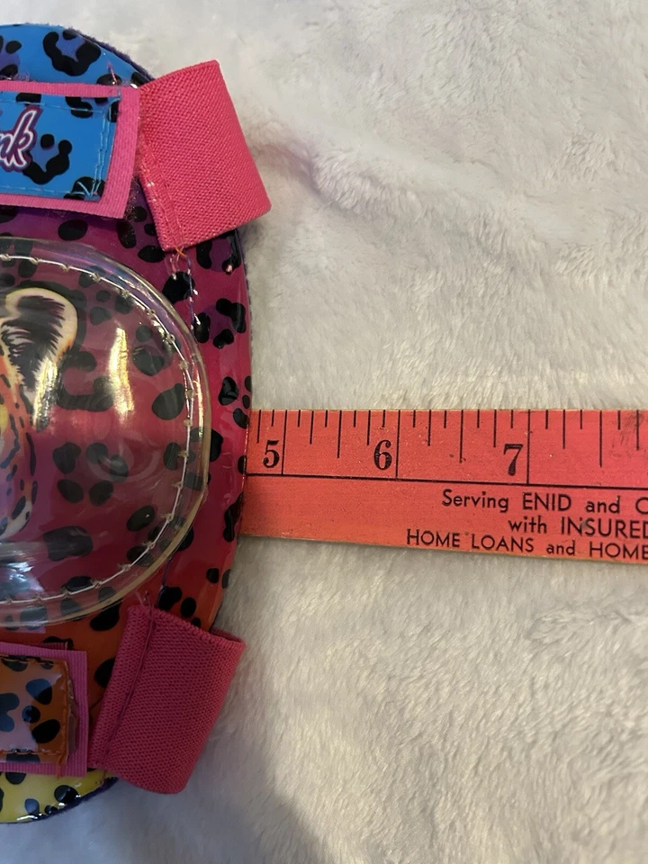 Coderas y rodilleras Lisa Frank vintage Jaguar niños talla rosa estampado leopardo bicicleta Foto 4 de 4