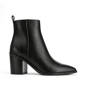black leather block heel boots