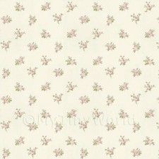 Dolls House Miniature Pale Pink Rose Posie Wallpaper 