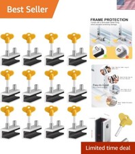 12 Pack Sliding Window Locks with Rubber Cushioning - Secure Your Home Safely